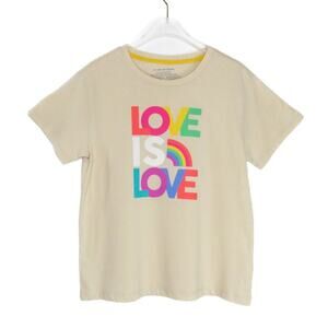 LOVE IS LOVE 🌈Gay Pride Rainbow Cream Crewneck Graphic T-Shirt Youth Large